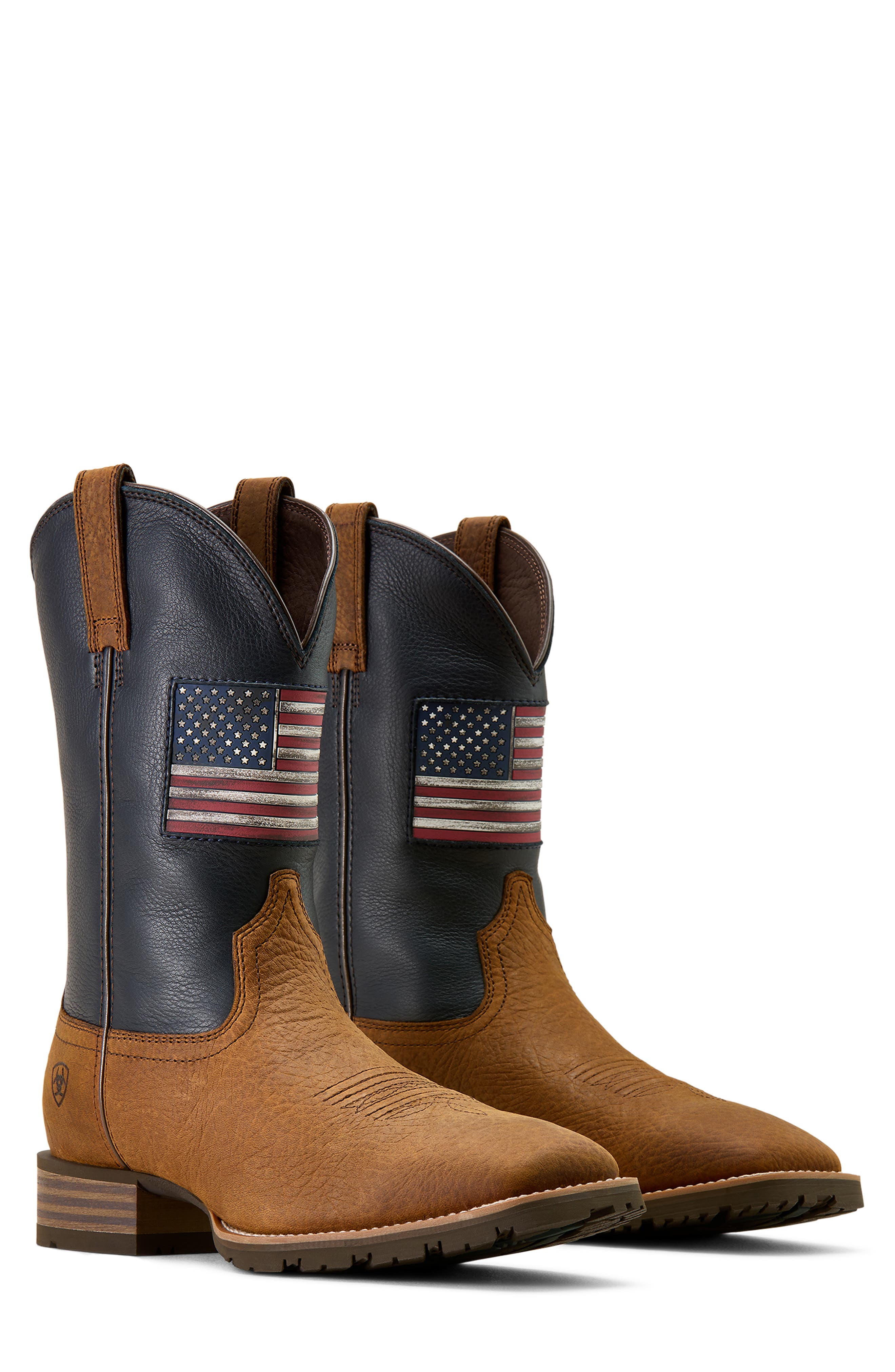 Ariat Hybrid Rancher Patriot Wide Square Toe Cowboy Boot, Alternate, color, Brown