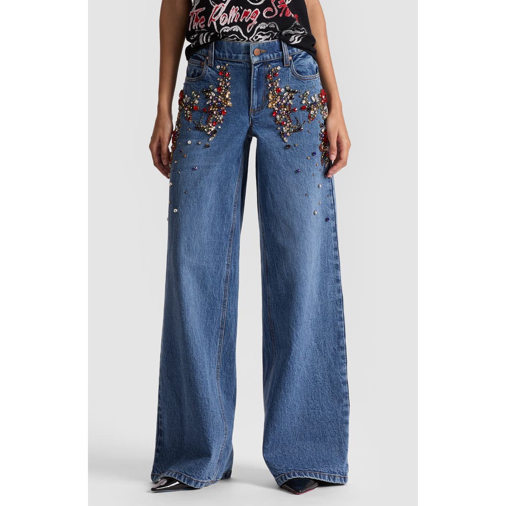 Alice And Olivia Amazing Embellished Jean In Blue