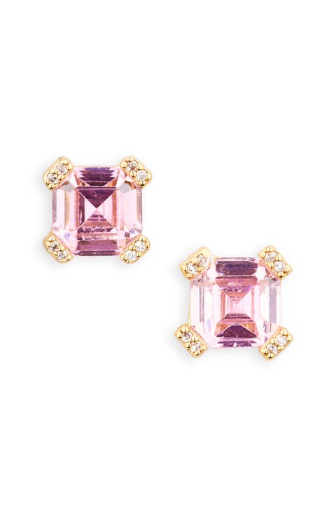 asscher cut crystal stud earrings