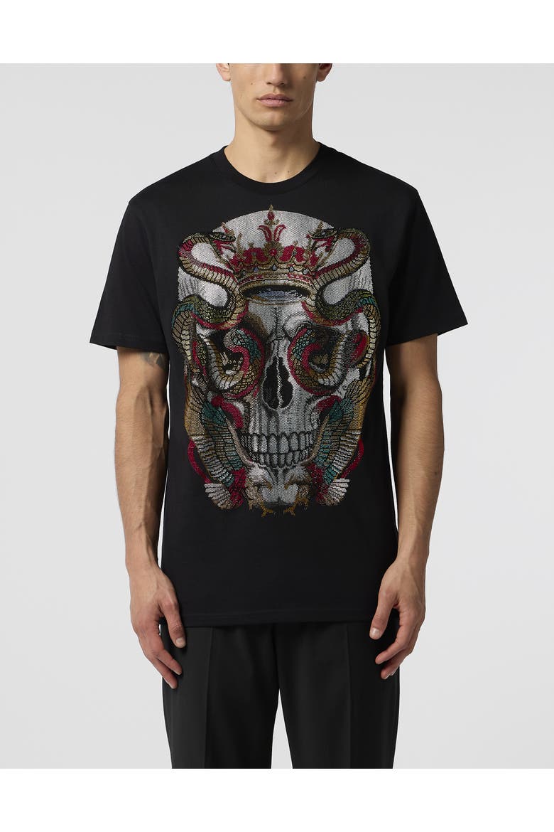 Round Neck T-Shirt Snake King Stones Men, Main, color, black