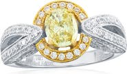 SOUZANA by Suzy Levian 14K White & Yellow Gold 0.64ct Yellow Diamond & 1.00cttw Diamond Ring