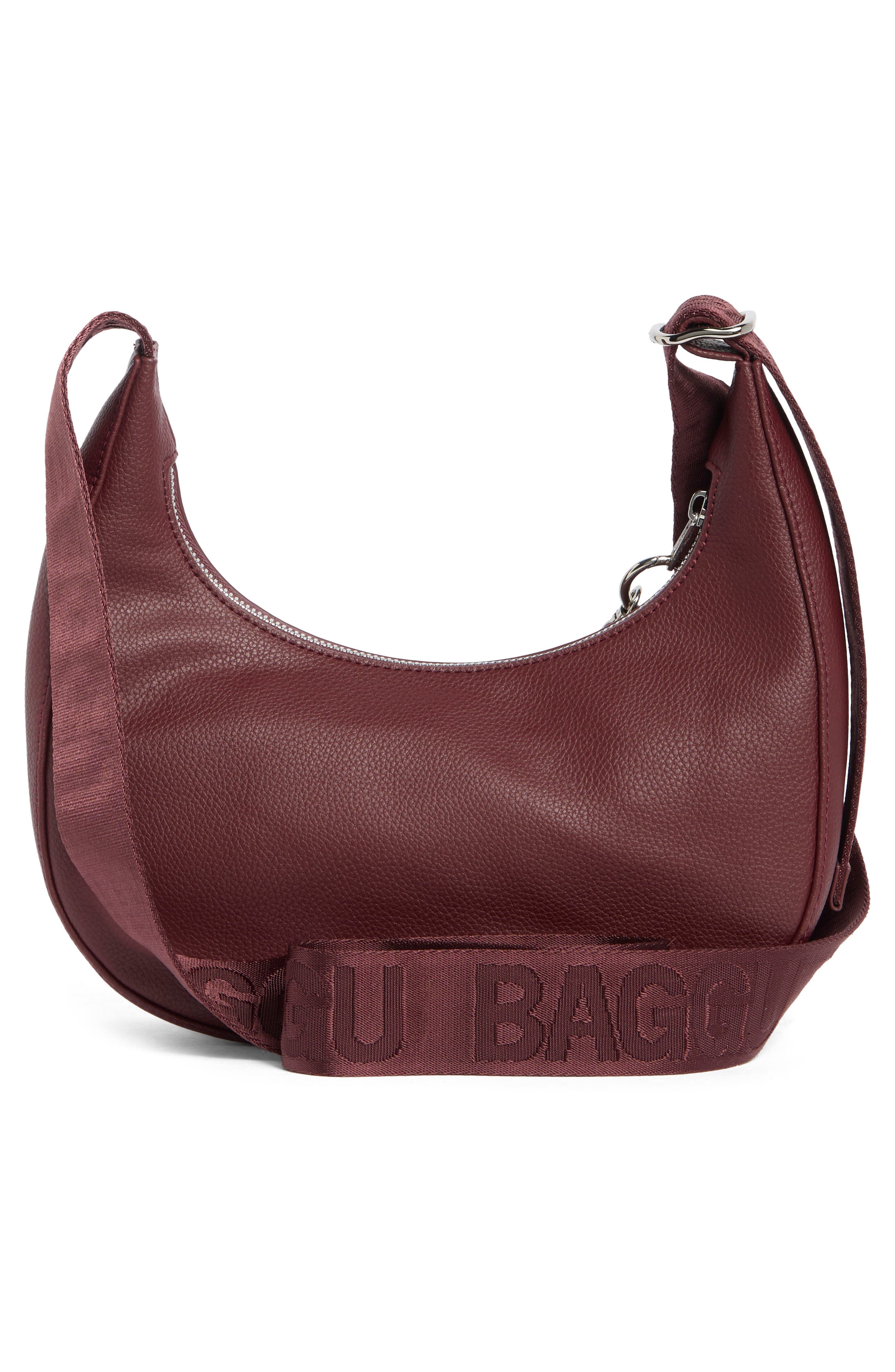 Baggu Small Recycled Leather Crescent Bag, Alternate, color, Mahogany