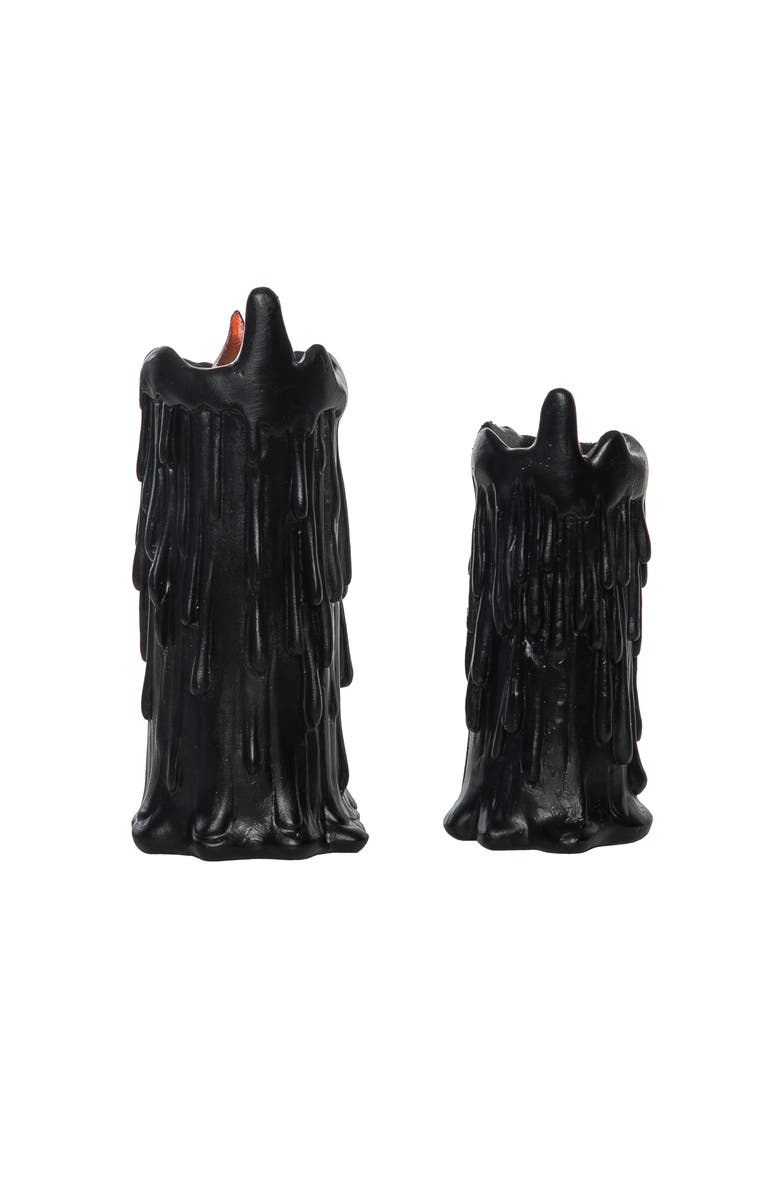Transpac Black Halloween Creepy Candle Set of 2 Decorative Accent, Alternate, color, Black