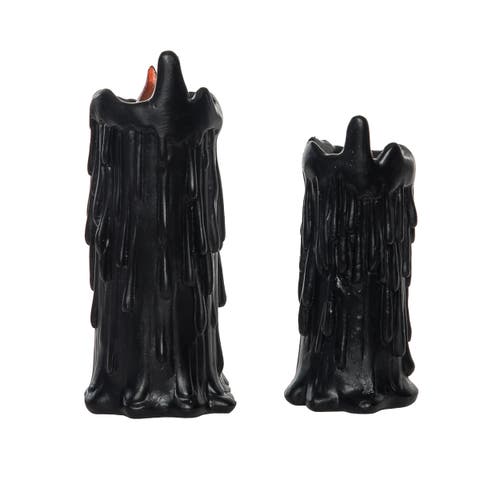 Transpac Black Halloween Creepy Candle Set Of 2 Decorative Accent In Black