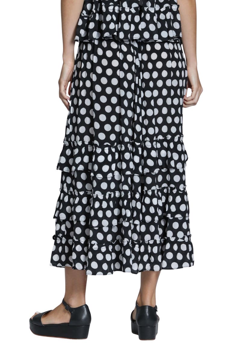 Tiered Pull-On Midi Skirt, Alternate, color, BLACKWHITE
