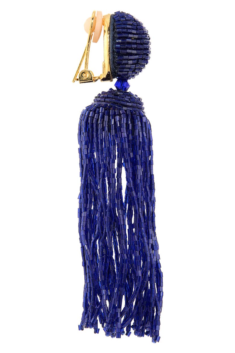 Beaded Tassel Drop Earrings, Alternate, color, NAVY