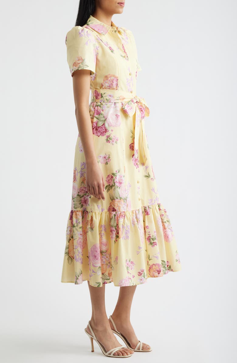 Anne Klein Floral Shirtdress, Alternate, color, Daffodil Multi