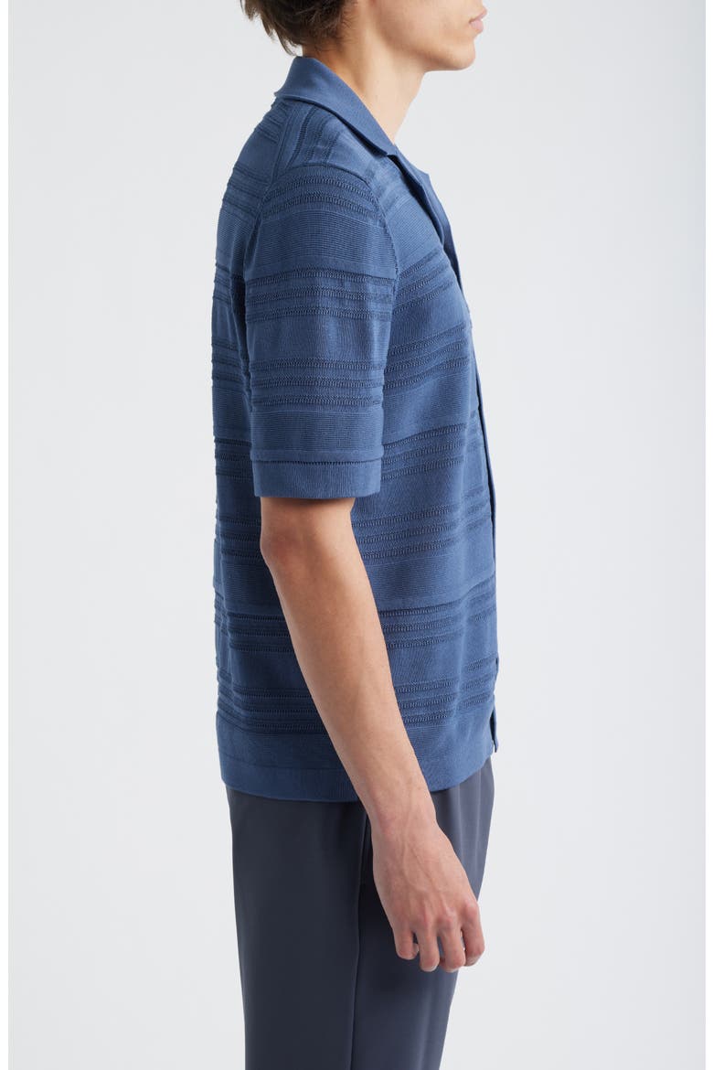 Darsham Textured Stripe Camp Collar Cardigan, Alternate, color, AIRFORCE BLUE
