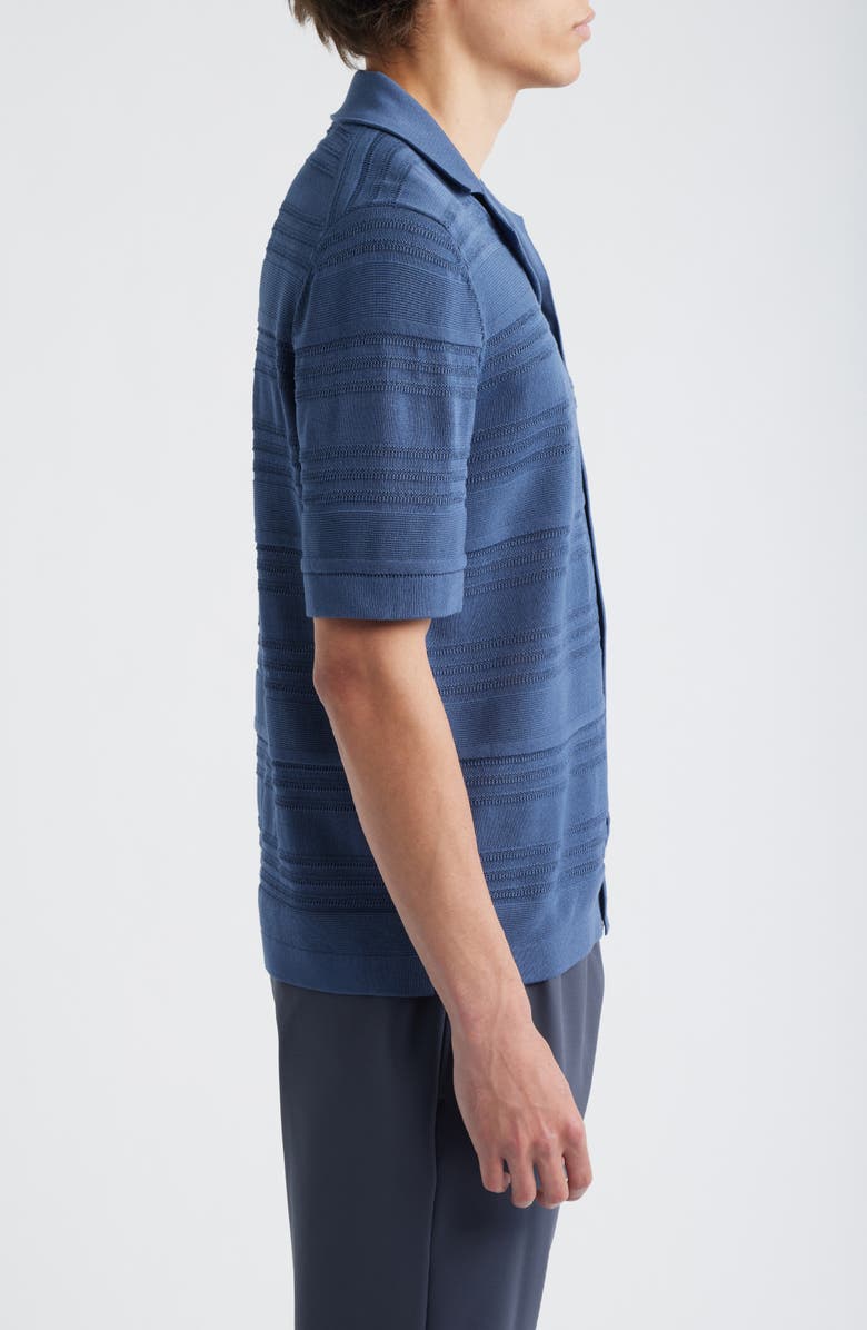 Reiss Darsham Textured Stripe Camp Collar Cardigan, Alternate, color, Airforce Blue