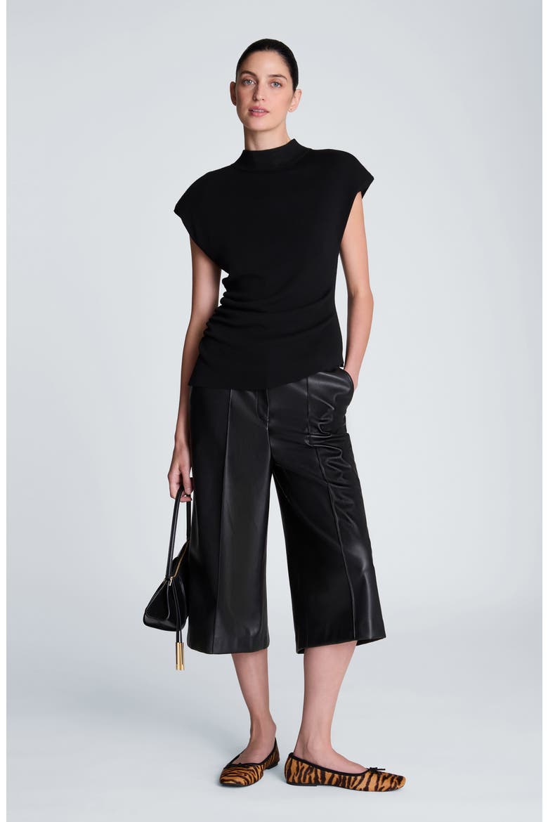 Asymmetrical Mock Neck Sweater, Alternate, color, BLACK
