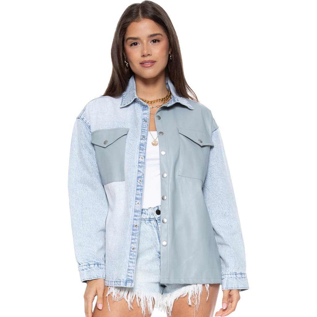 Blue Revival Denim Mix Unreal Leather Shacket