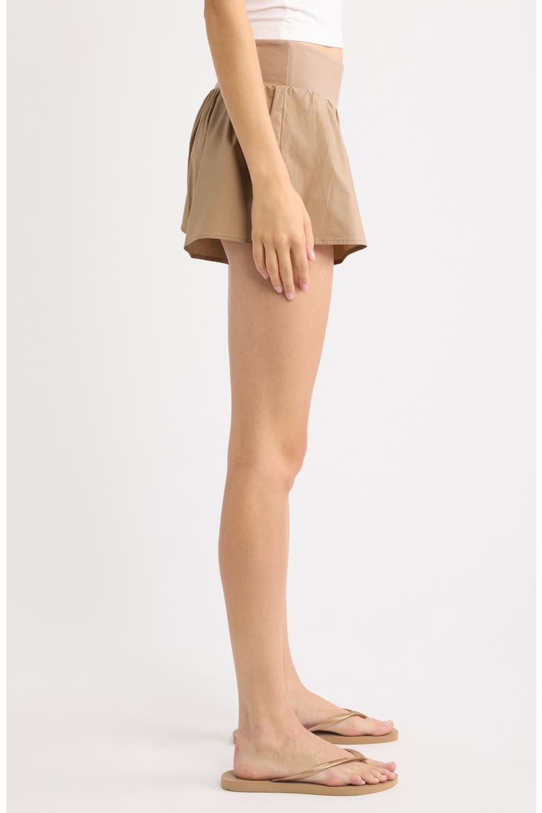 Woven Stretch Cotton Flutter Shorts, Alternate, color, DESERT