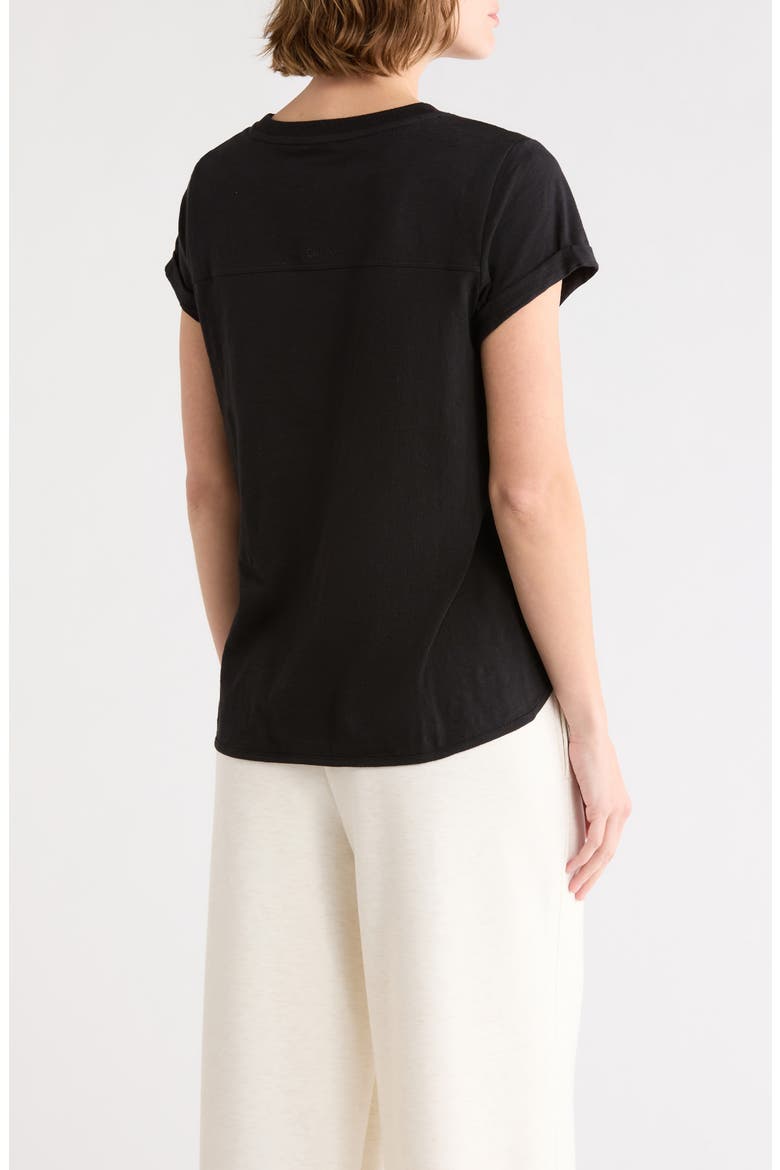 Roll Sleeve Cotton Blend T-Shirt, Alternate, color, BLACK