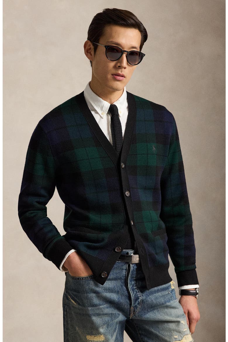 Plaid Wool Cardigan, Alternate, color, MULTI
