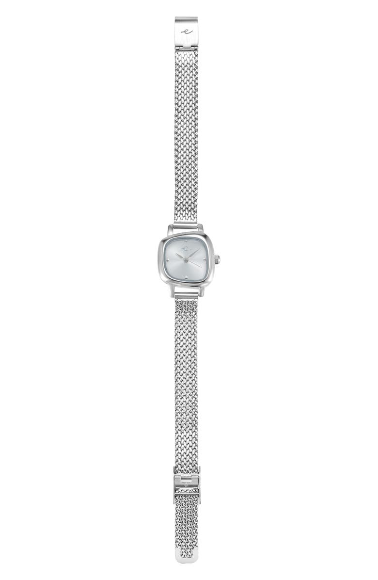 Ettika Wavy Case Mesh Strap Watch, Alternate, color, Silver