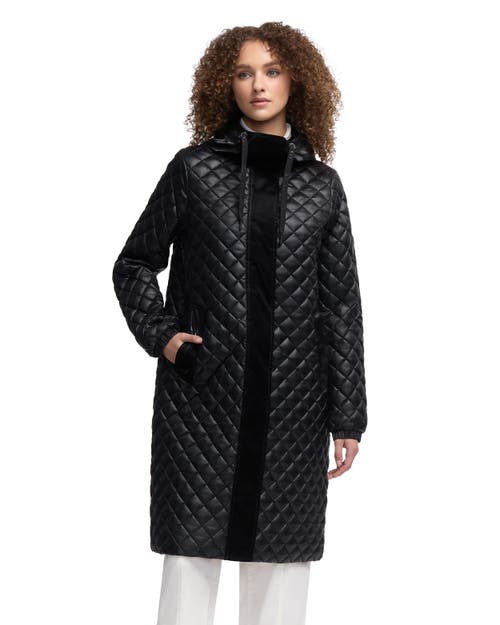 Pajar Peridot Diamond Quilted Longline Shacket In Black