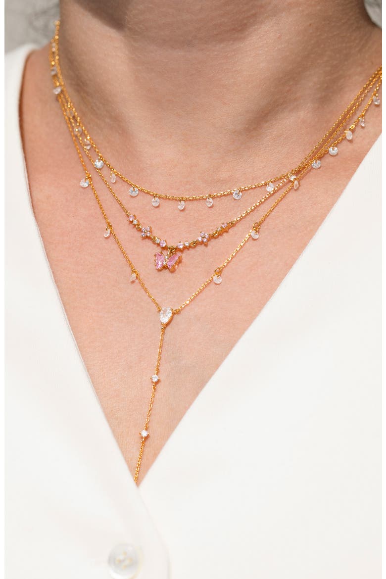 Dew You Cubic Zirconia Drop Necklace, Alternate, color, GOLD