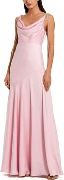 Mac Duggal Women's Charmeuse Cowl Gown with Bow Straps