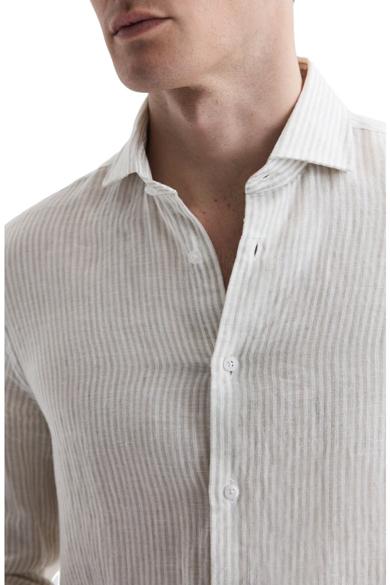 Ruban Stripe Linen Button-Up Shirt, Alternate, color, OATMEAL STRIPE