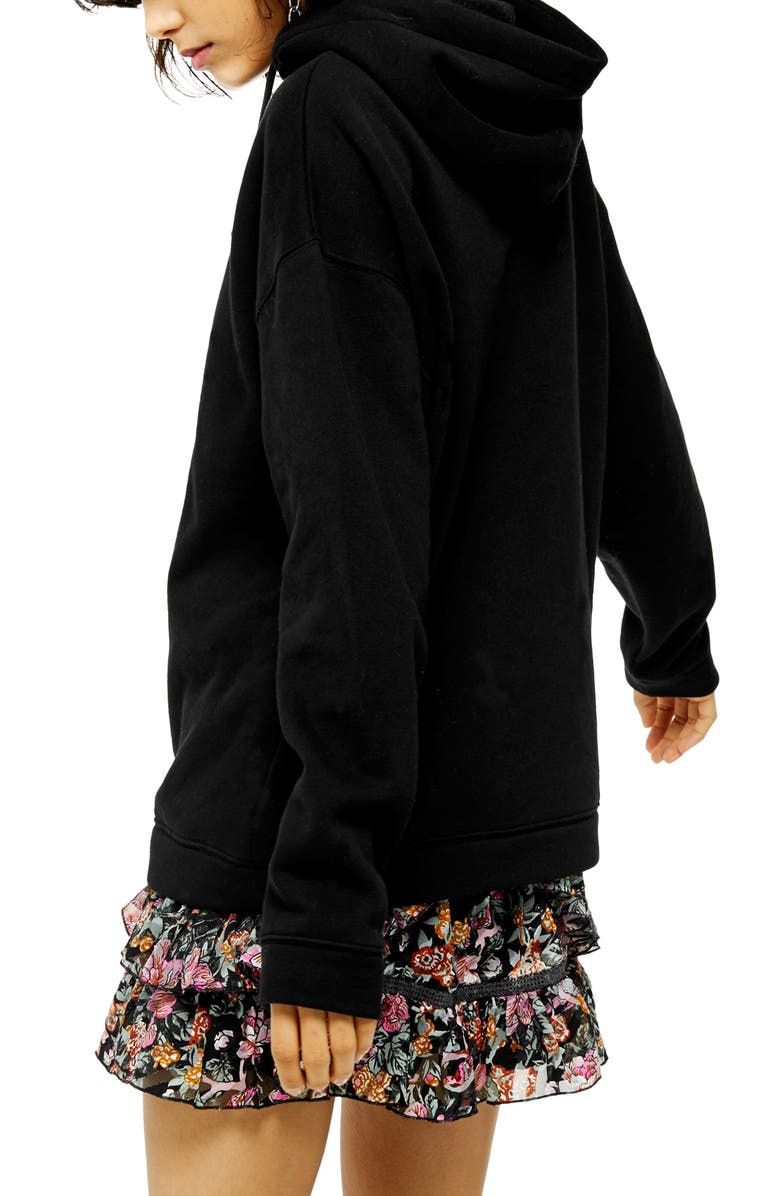 Topshop Quarter-Zip Hooded Sweatshirt, Alternate, color, 