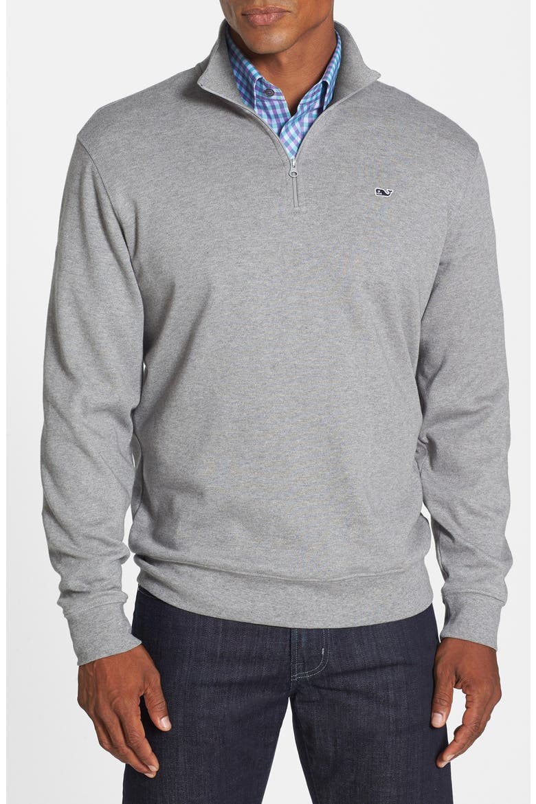 Quarter Zip Cotton Jersey Sweatshirt, Main, color, MEDIUM HEATHER GREY