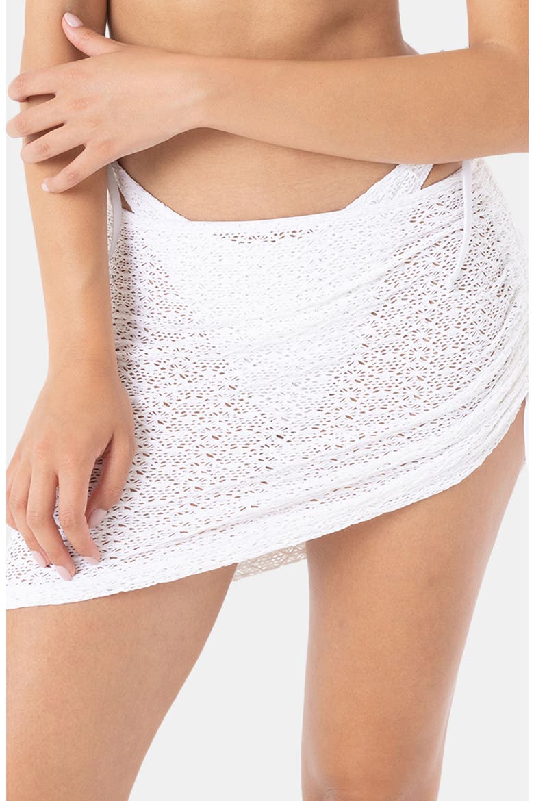 Ruched Sheer Cover-Up Skirt, Alternate, color, WHITE