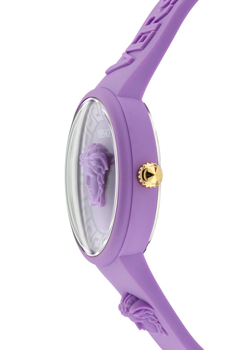 Versace Medusa Pop Silicone Strap Watch, 38mm, Alternate, color, Purple