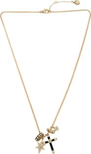 AllSaints Resin Faux Pearl Charm Cluster Pendant Necklace