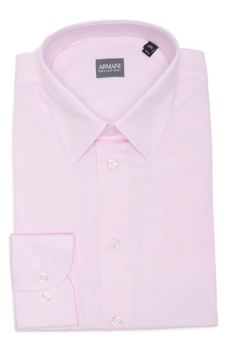 Armani Collezioni Stretch Cotton Dress Shirt, Main, color, Pink Rose