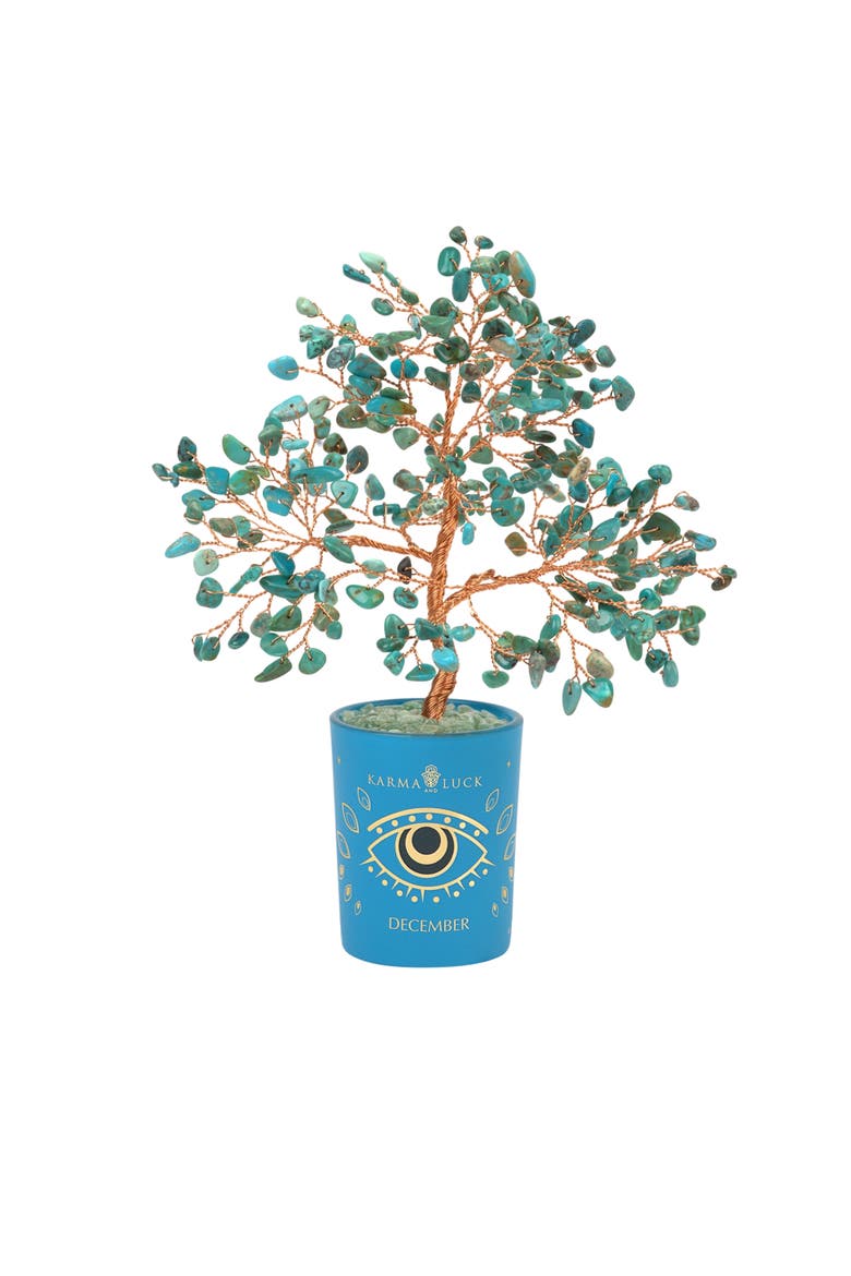 Turquoise Feng Shui Crystal Tree of  Life December Birthstone Soulful Existence, Main, color, Turquoise