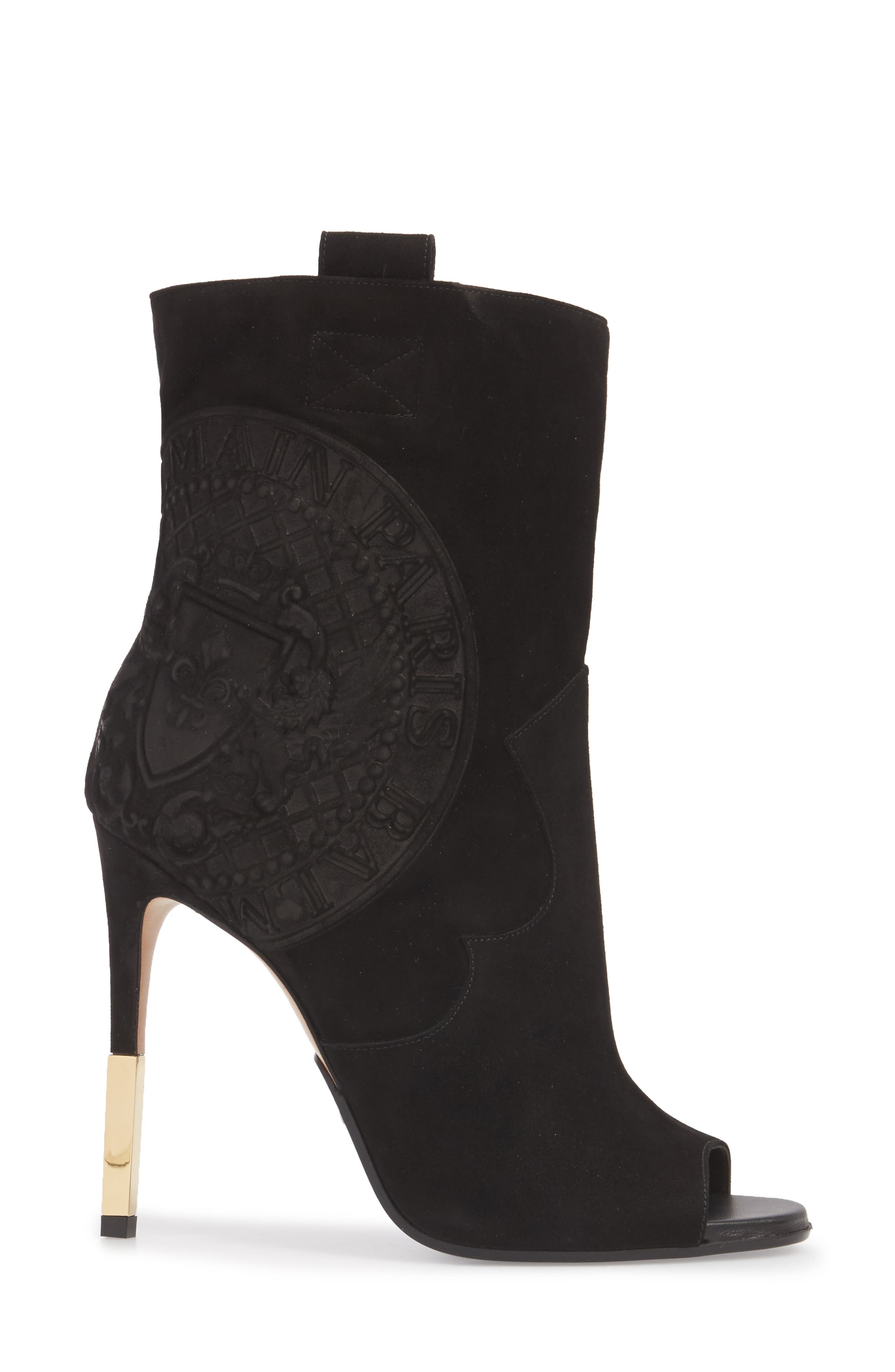 Balmain Clea Logo Embossed Bootie, Alternate, color, 