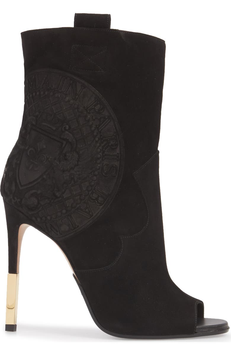 Balmain Clea Logo Embossed Bootie, Alternate, color,