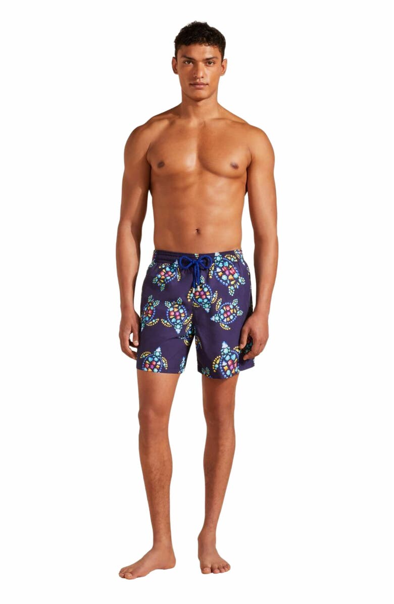 Vilebrequin Men's Vendôme Turtles Swim Trunks, Main, color, Minuit