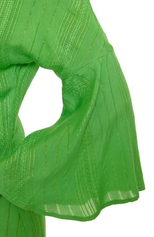 Becca Radiance V-neck Long Sleeve Cover-up Tunic In Green