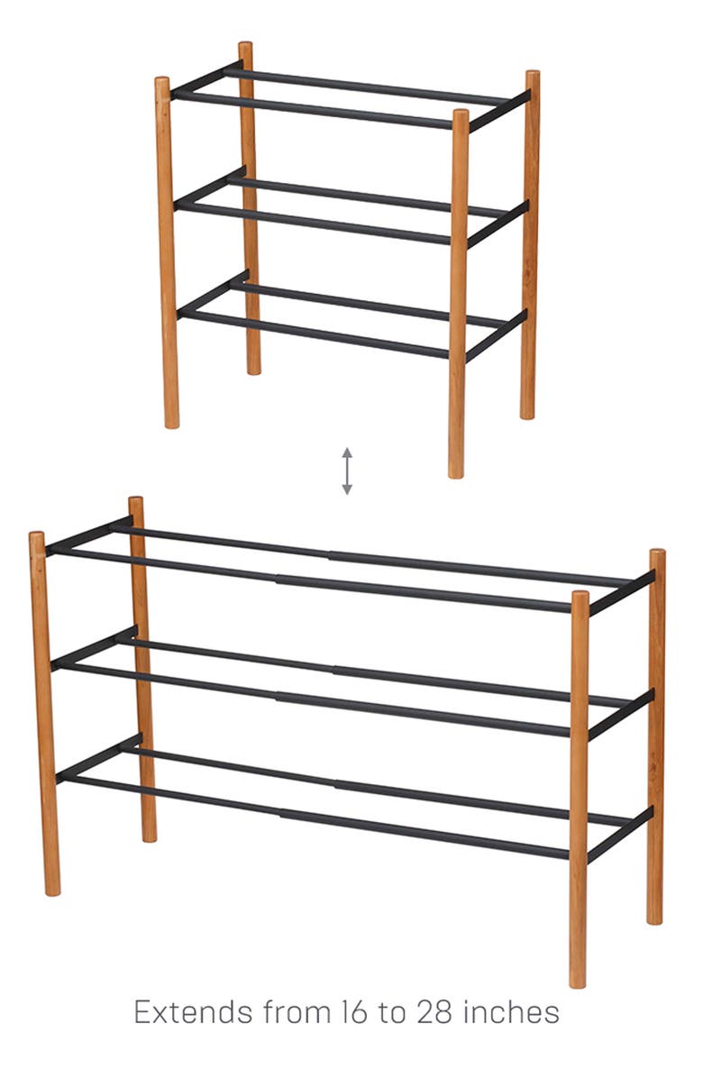 Yamazaki Expandable 3-Tier Shoe Rack, Alternate, color, Black