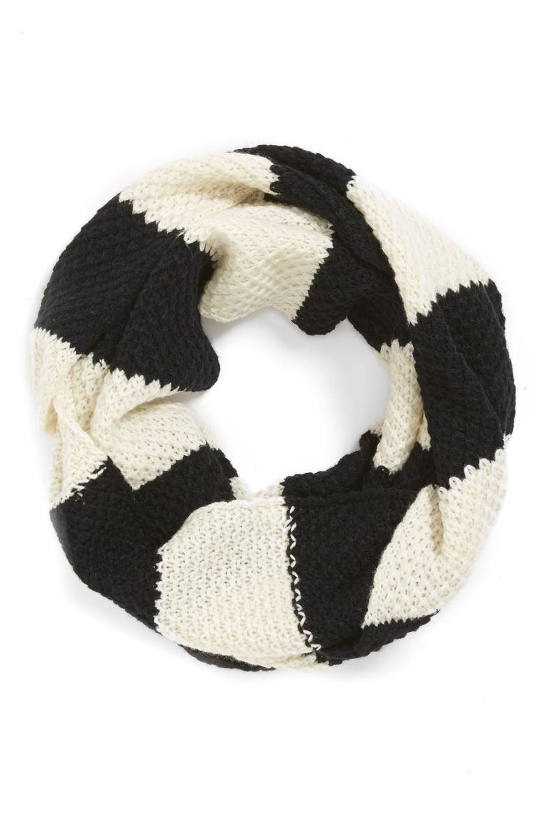 Stripe Infinity Scarf, Alternate, color, BLACK/ WHITE