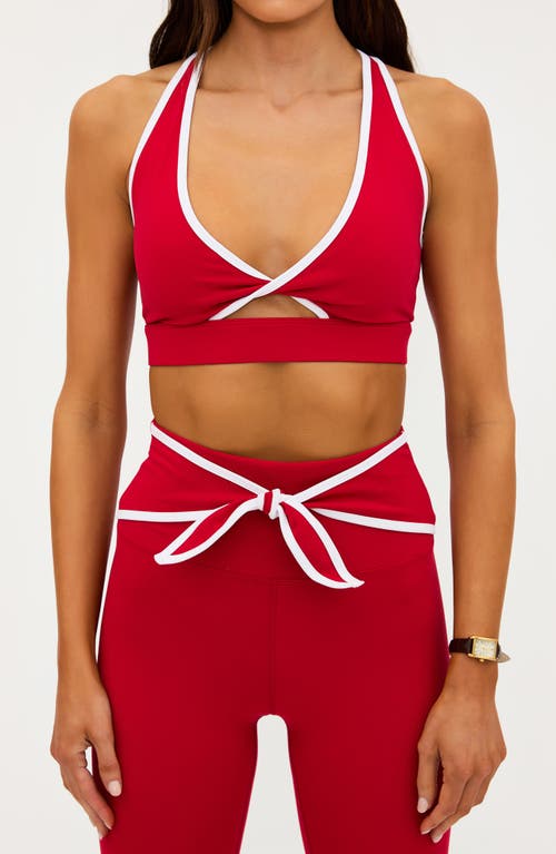 Beach Riot Violetta Tie Waist Colorblock Leggings In Red