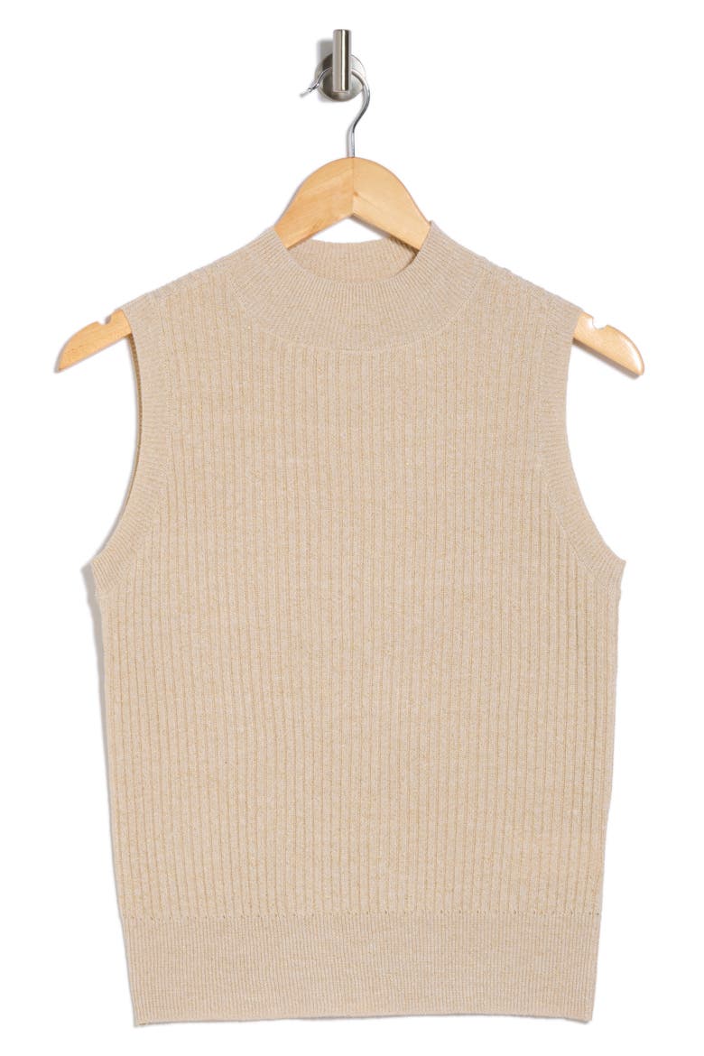 Sleeveless Rib Sweater, Alternate, color, KHAKI GOLD