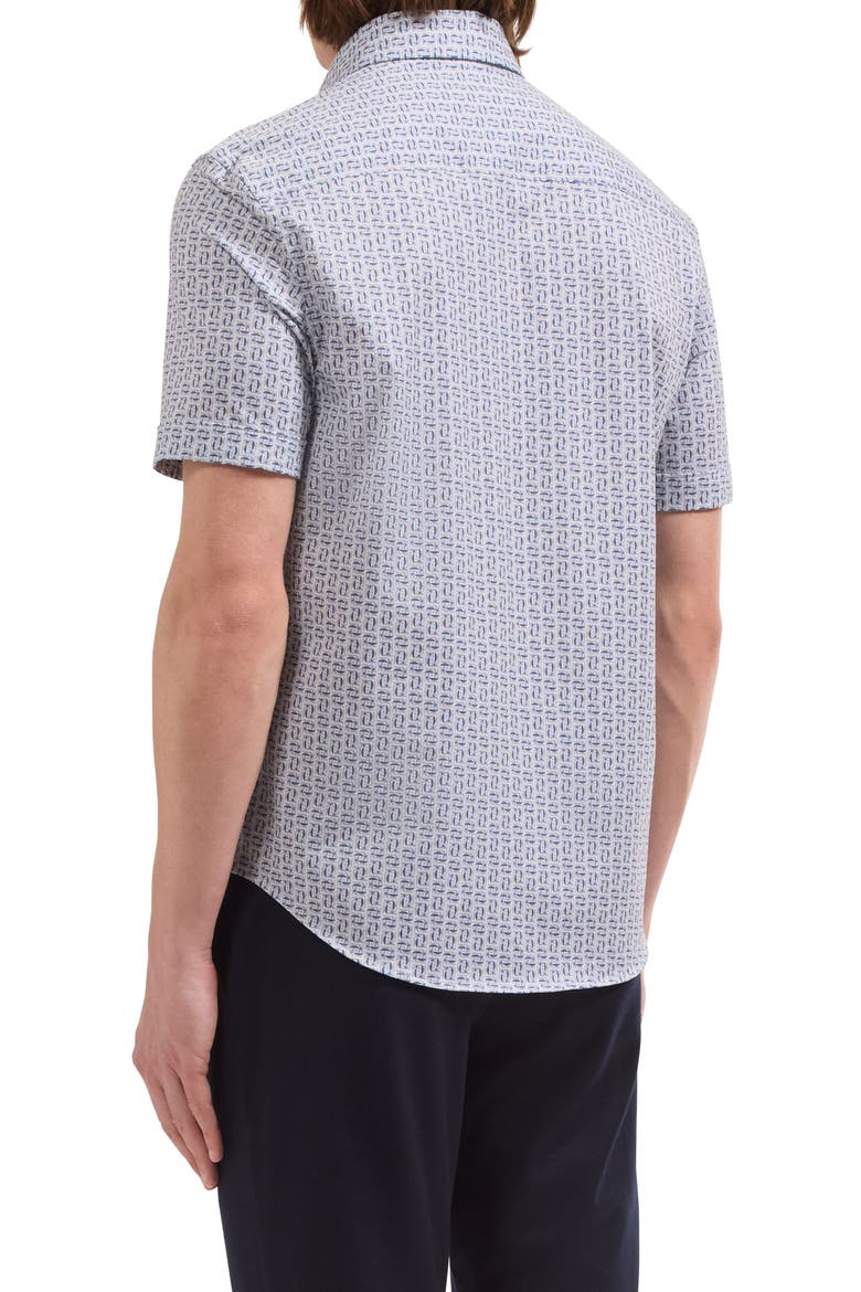 Miles OoohCotton® Print Short Sleeve Button-Up Shirt, Alternate, color, MARINE BLUE