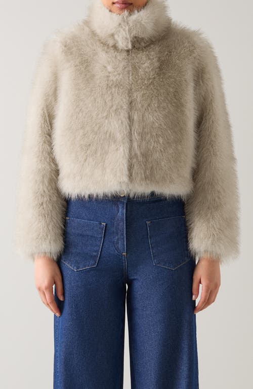 Lk Bennett Noah Faux Fur Coat In Neutral