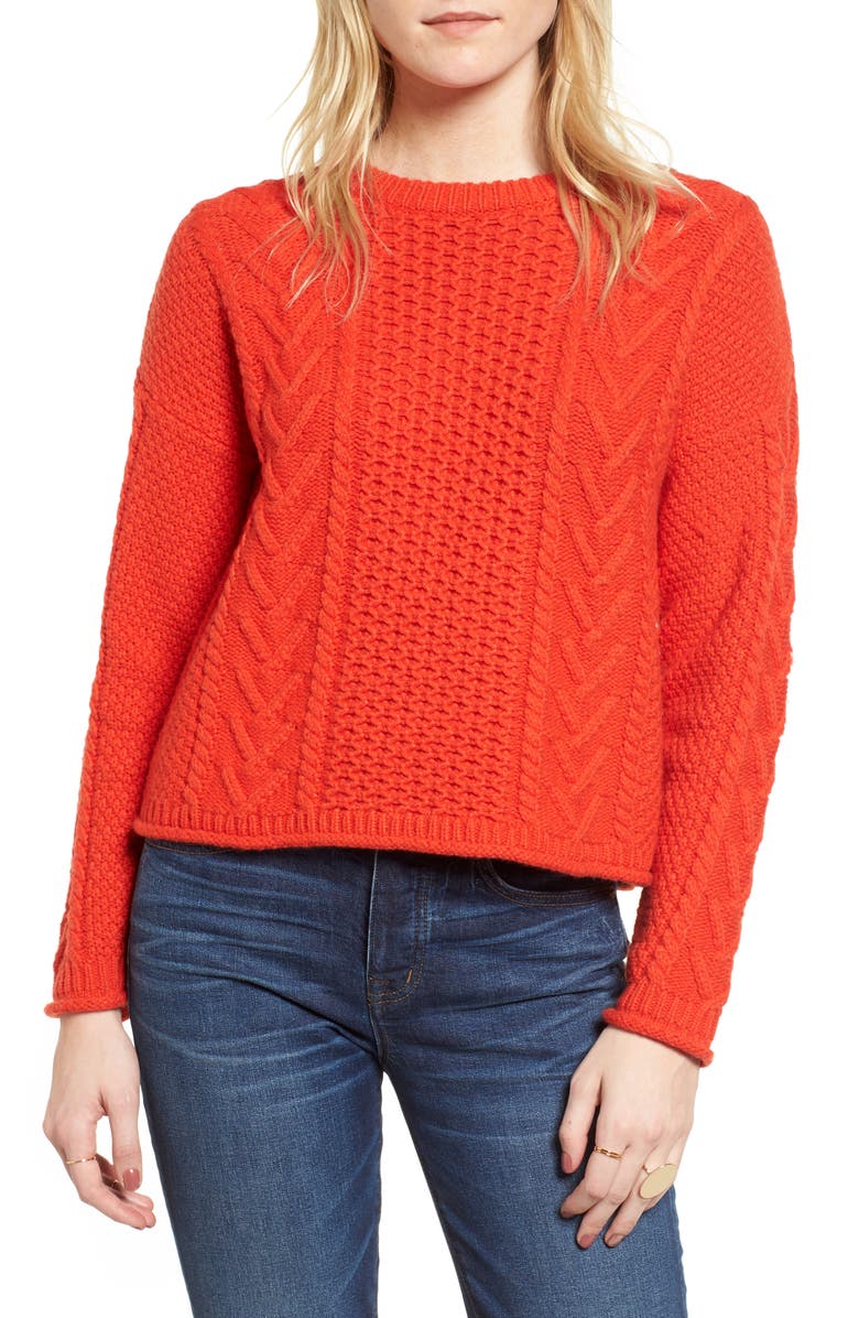 Madewell Cable Knit Pullover Sweater, Main, color,