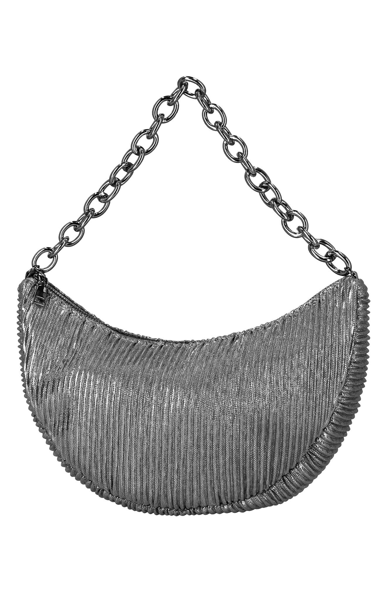 Jessica McClintock Maya Metallic Rib Shoulder Bag, Alternate, color, 
