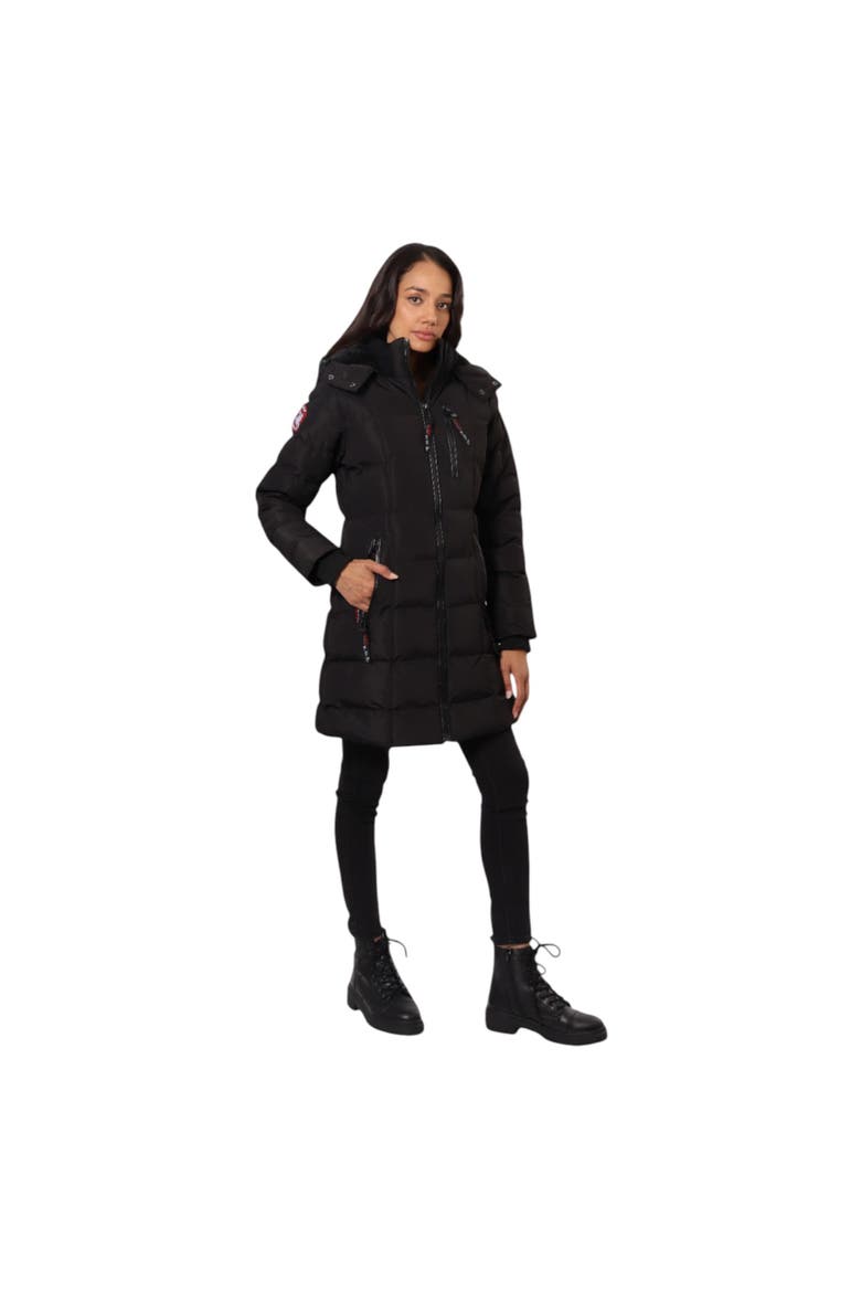 Women's High Pile Fleece Lined Hood Quilted Puffer Coat, Alternate, color, Black