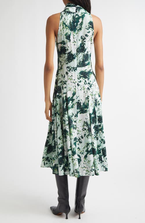 Proenza Schouler Adelide Print Cowl Neck Midi Dress In Metallic
