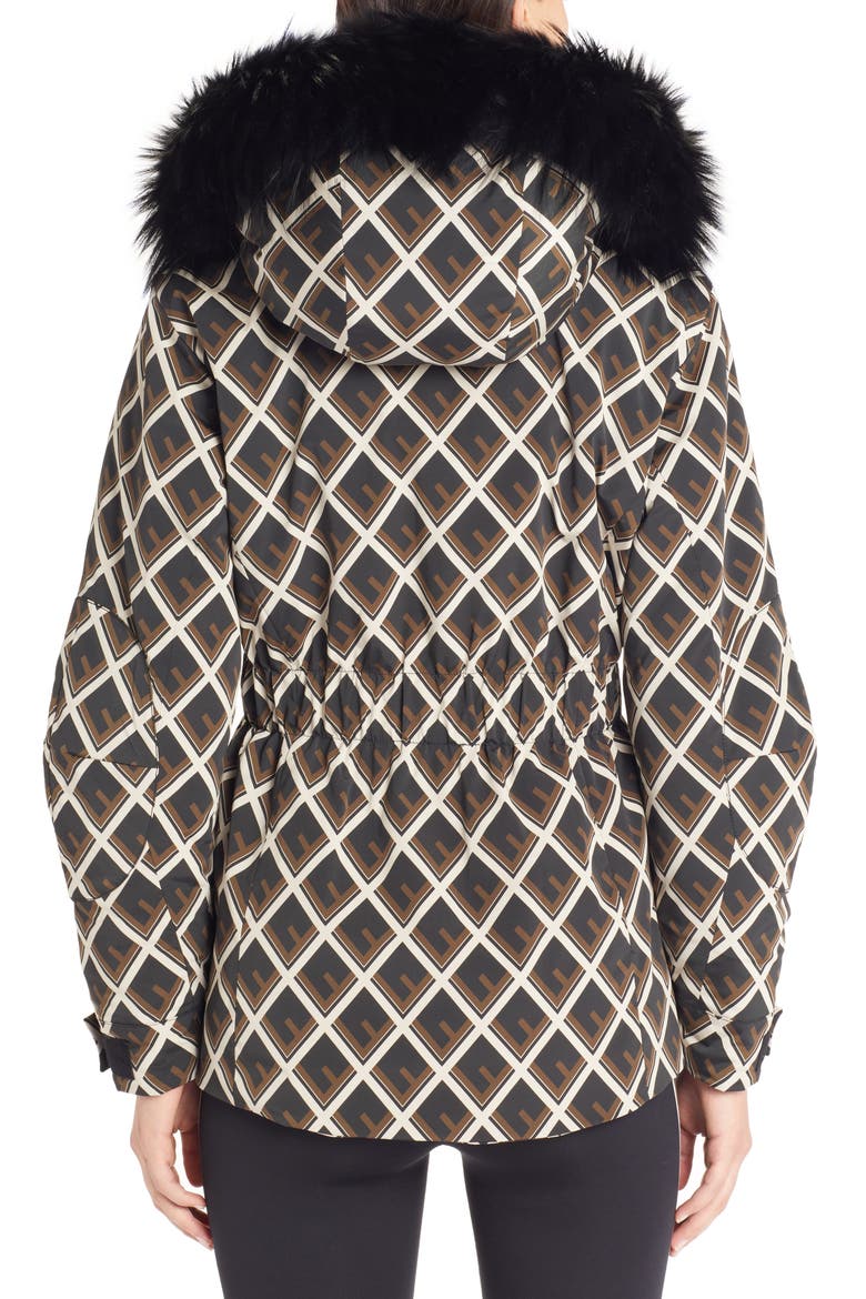 Deco-F Technical Coat with Genuine Fox Fur Trim, Alternate, color, BLACK