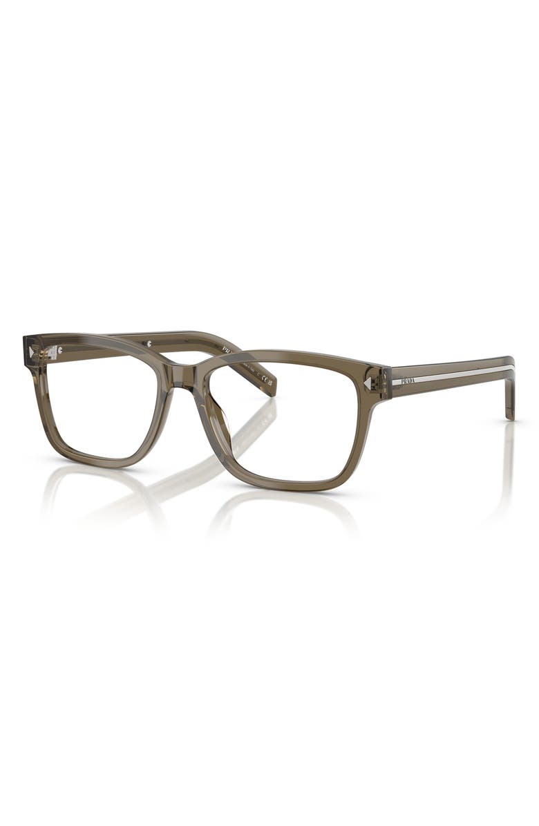 Prada 56mm Rectangular Optical Glasses, Alternate, color, Transparent Brown / Demo Lens