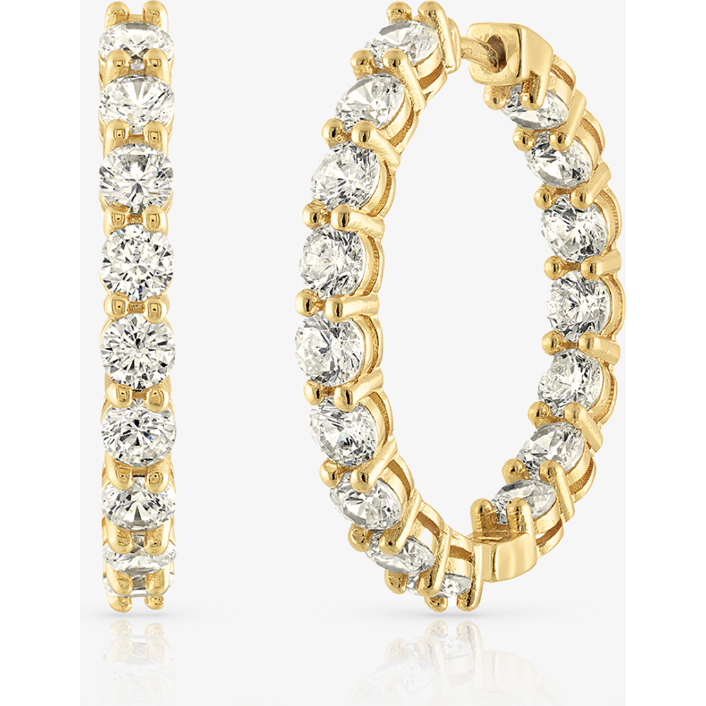 Ben Oni Inside Out Cz Hoop Earrings In Gold