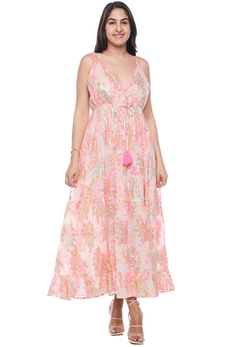 Tassel Cotton Maxi Sundress, Alternate, color, PINK