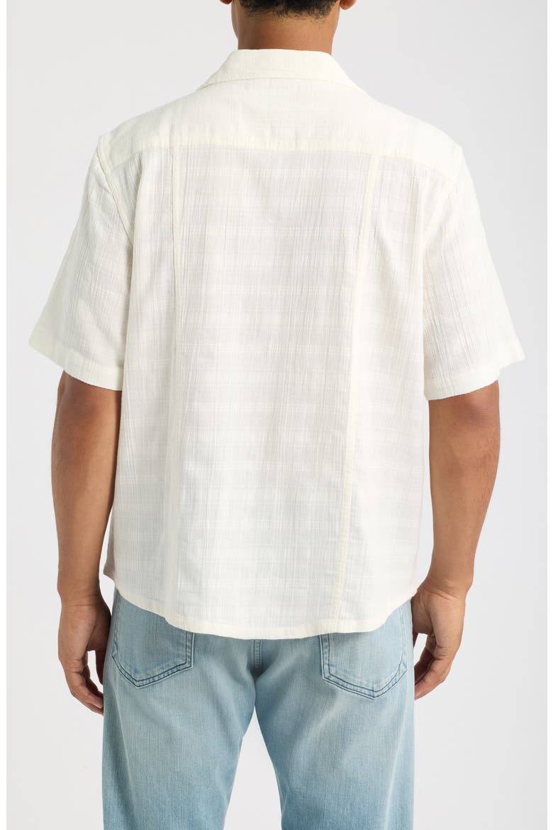 Washed Dobby Check Cotton Seersucker Camp Shirt, Alternate, color, WHITE