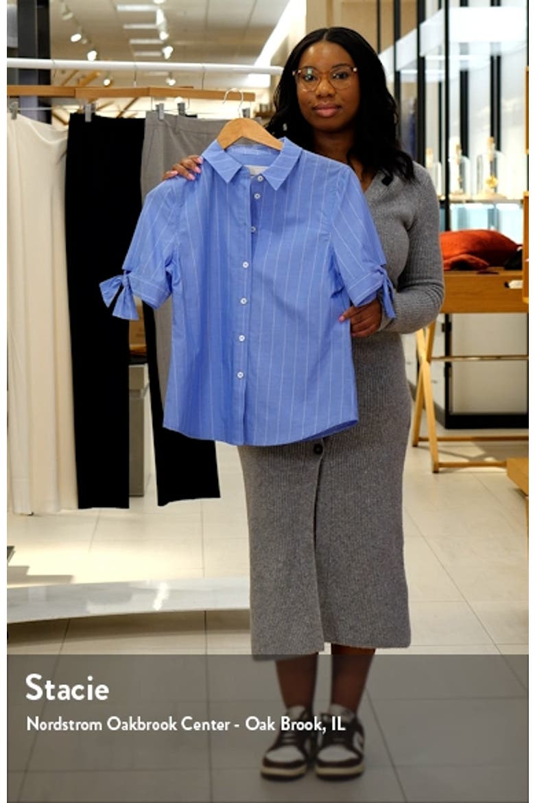 Wide Stripe Tie Cuff Cotton Shirt video